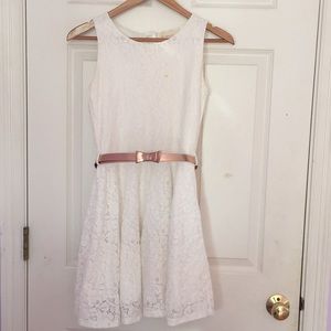 btween girls lace white dress with belt